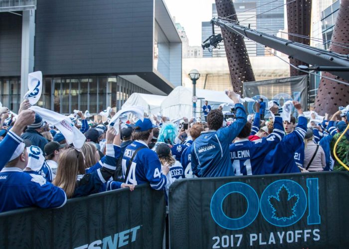 Maple Leaf Square during NHL Playoffs 2017. Footage using Jimmy Jib